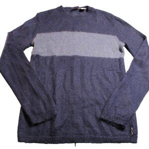 AX Armani Exchange Womens Small Blue Colorblock Mohair Nylon Crewneck Sweater